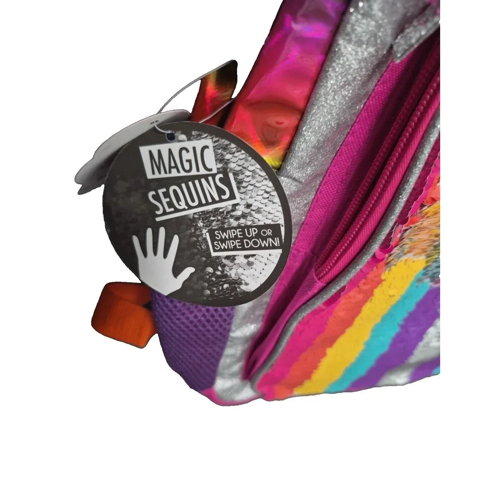 Backpack for Girls with Sequins and big Rainbow WONDERNATION New
